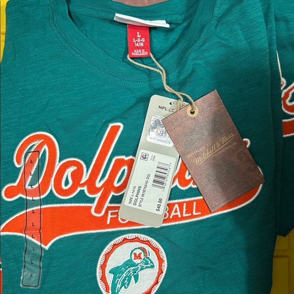 Mitchell & Ness Premium Vintage Logo Miami Dolphins Youth Top NWT L 14/16 - Picture 5 of 5